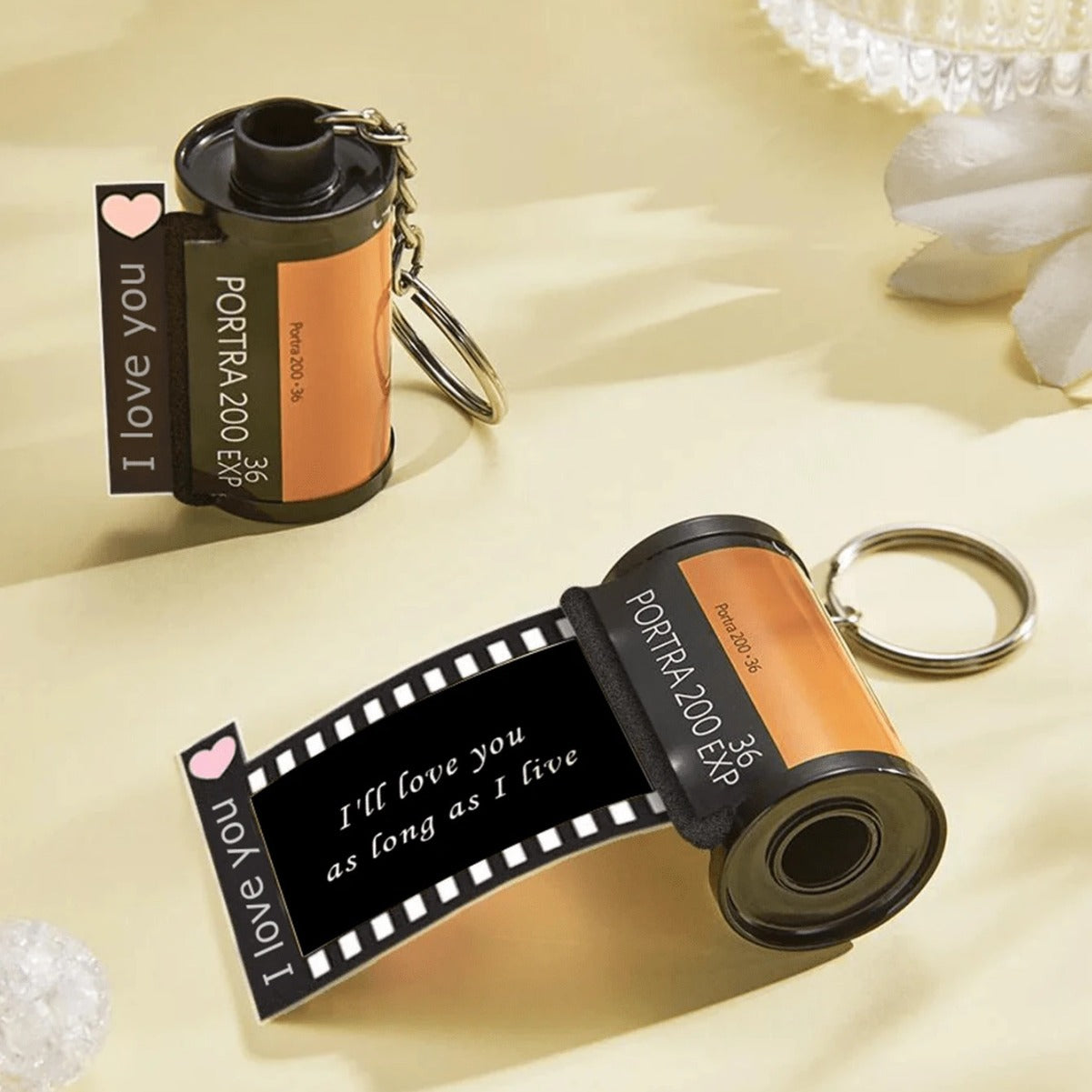 Custom Text For The Film Roll Keychain Personalized Picture with Reel Album Customized Gift-larkway tradelink
