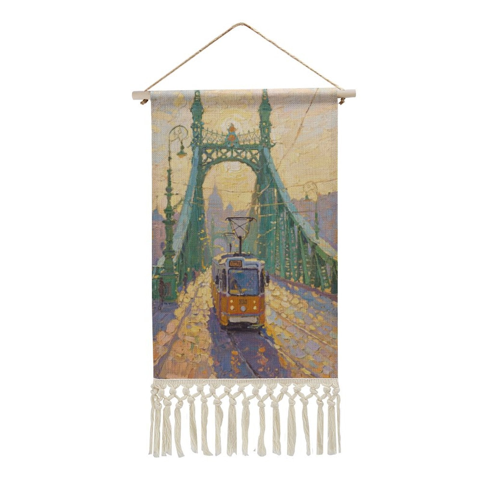 Custom Photo Cotton And Linen Hanging Art with Tassels Personalized Decor-larkway tradelink