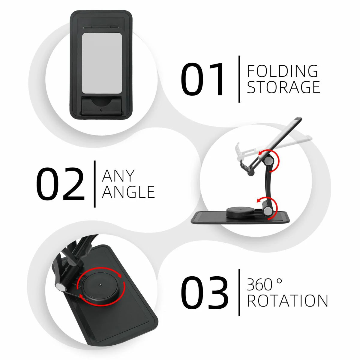 Custom Square Bottom Rotating Cell Phone Holder Personalized Picture Holder With Charging Port Adjustable Angle-larkway tradelink