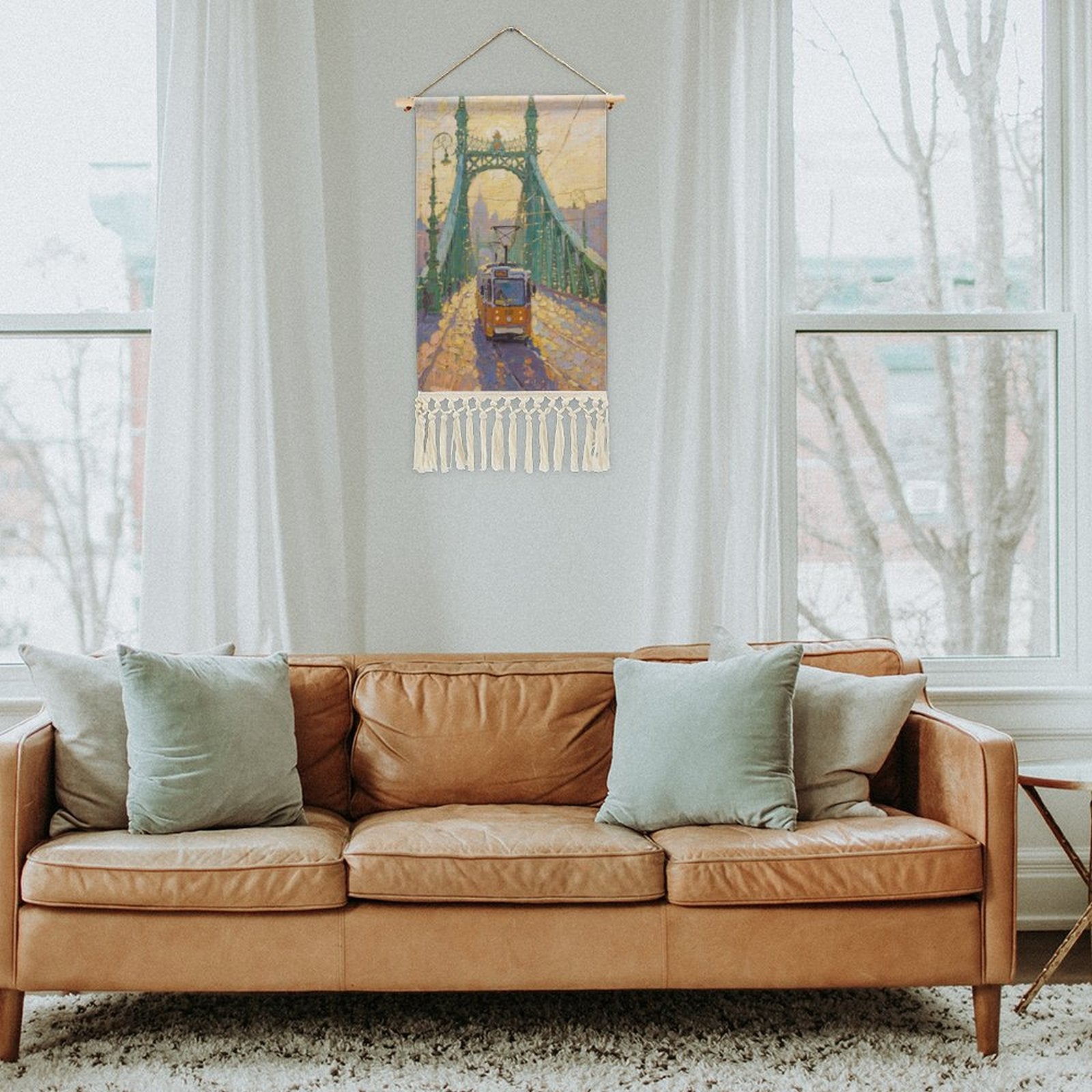 Custom Photo Cotton And Linen Hanging Art with Tassels Personalized Decor-larkway tradelink