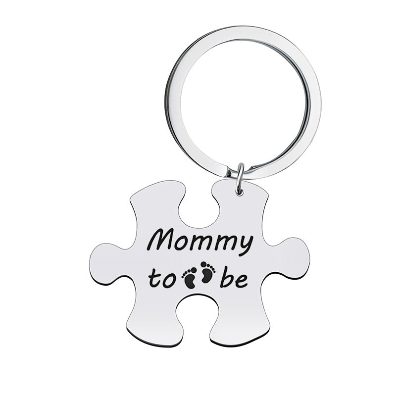 Personalized Stainless Steel Puzzle Keychain Customizable Engraved Name Gift-larkway tradelink