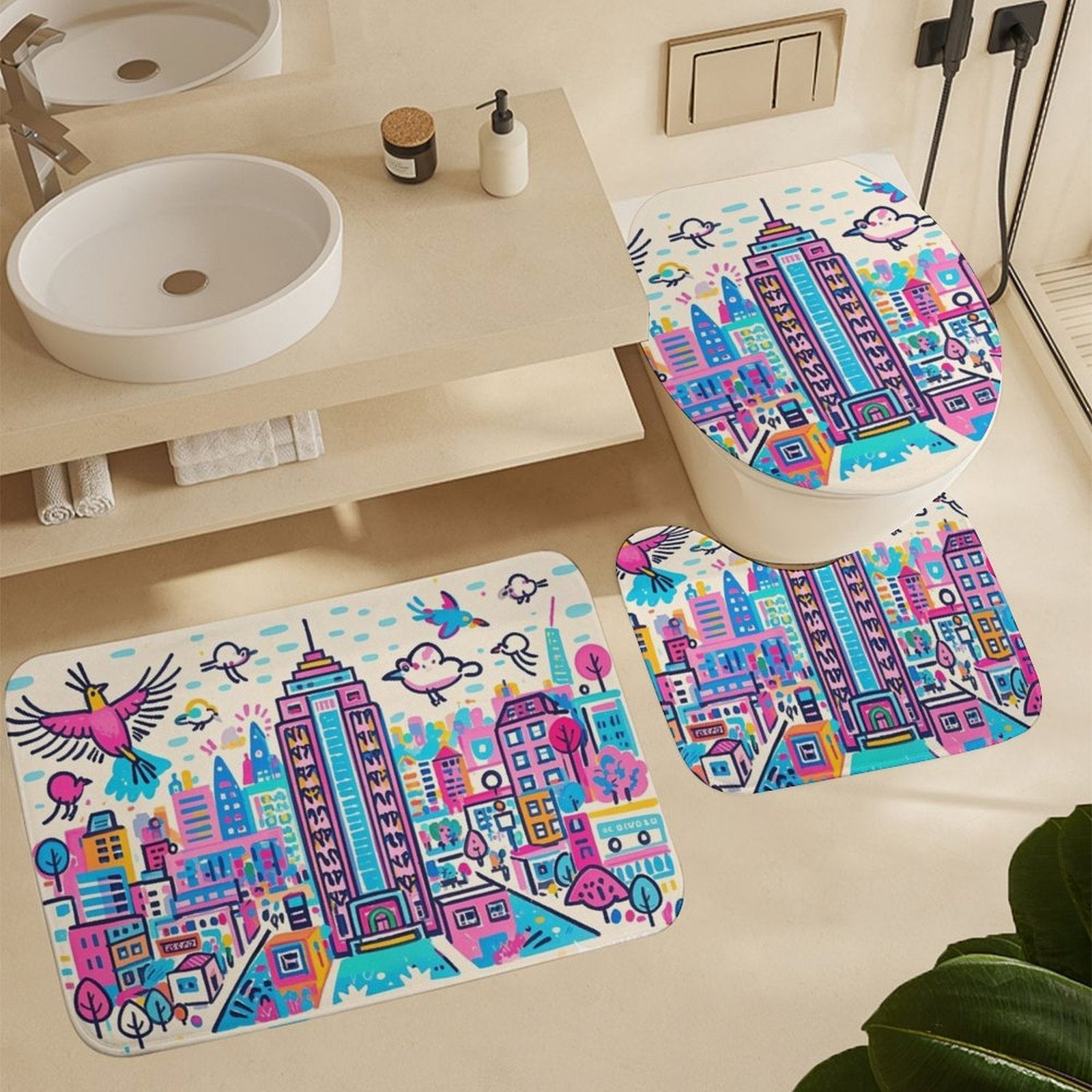 Custom Coral Velvet Floor Mat  Non Slip Dot Backing Personalized Picture Mat Set 3 Pcs-larkway tradelink