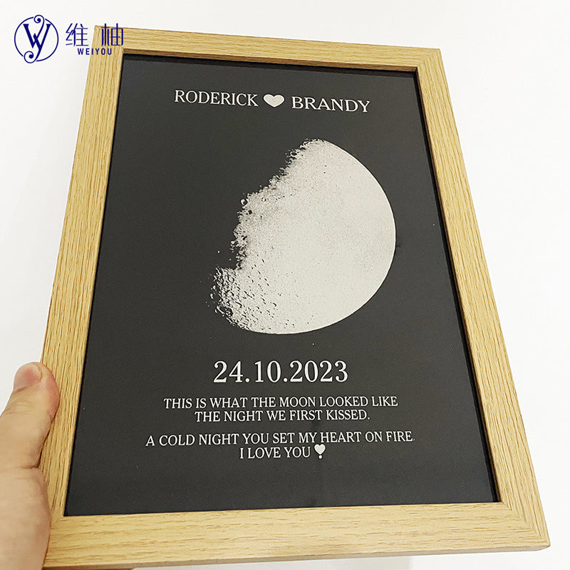 Custom Birth Night Sky Moon Phase Frame Personalized Text Creative Gift-larkway tradelink
