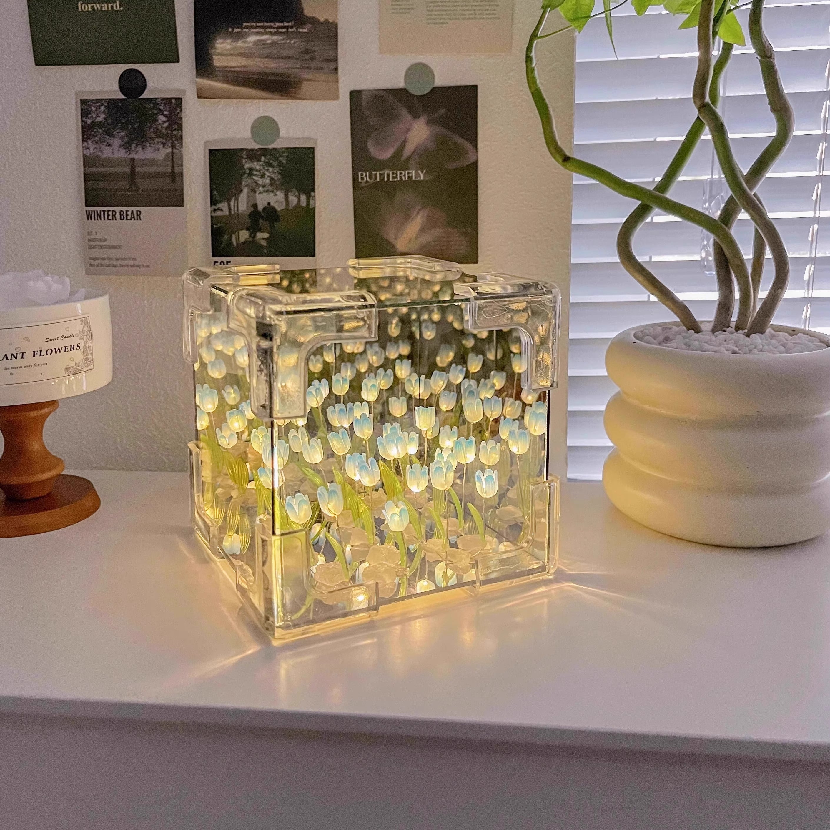 DIY Flower Night Light Cube Gift Decoration-larkway tradelink
