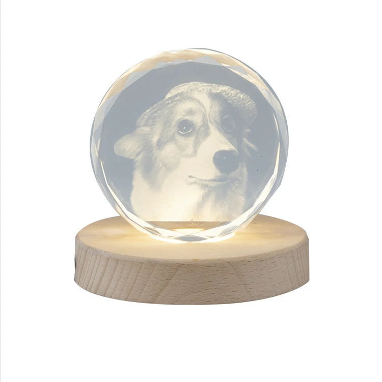 Personalized Crystal Photo and Text Desktop Decor Custom Photo Night Light Optional Crystal Shapes-larkway tradelink