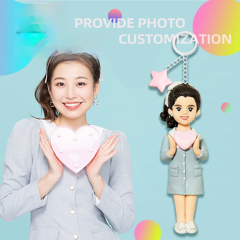 Personalized Photo Doll Keychain Customized Gift for Him & Her-larkway tradelink