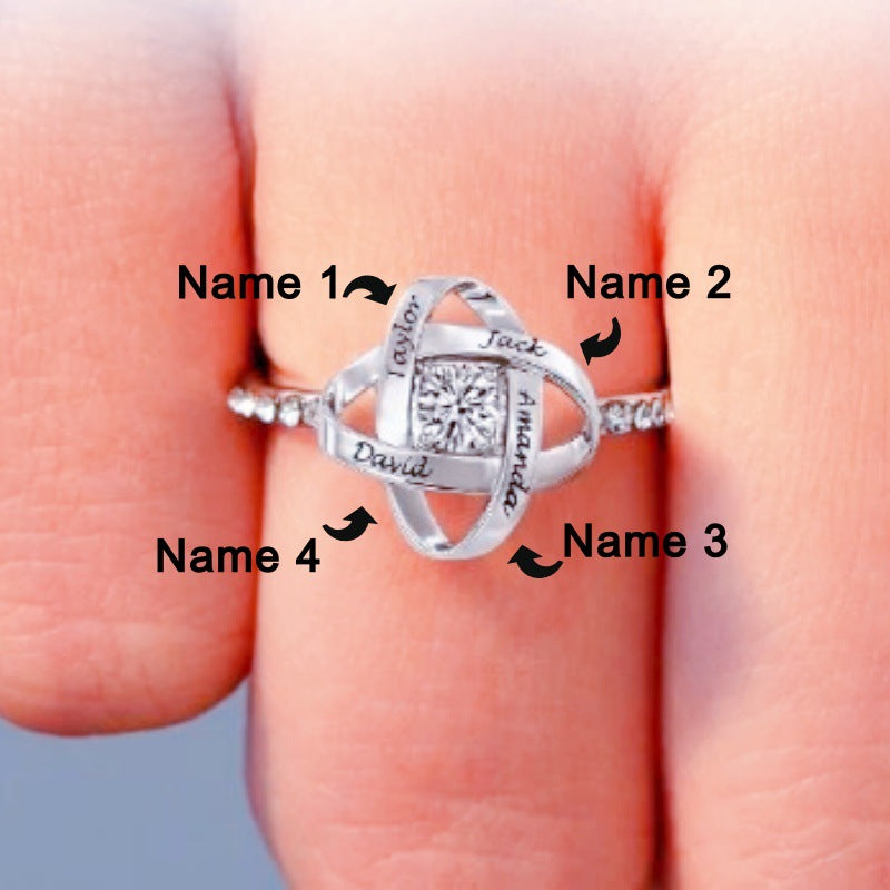 Personalized Clover Ring Custom Engravable 4 Names Copper Open Band for Gift-larkway tradelink