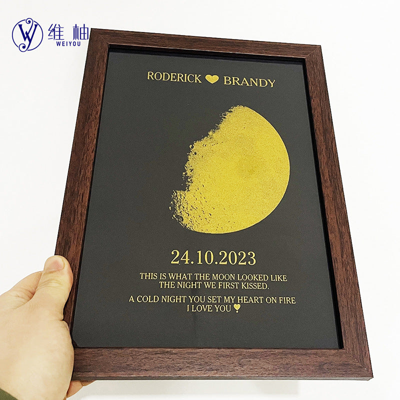 Custom Birth Night Sky Moon Phase Frame Personalized Text Creative Gift-larkway tradelink