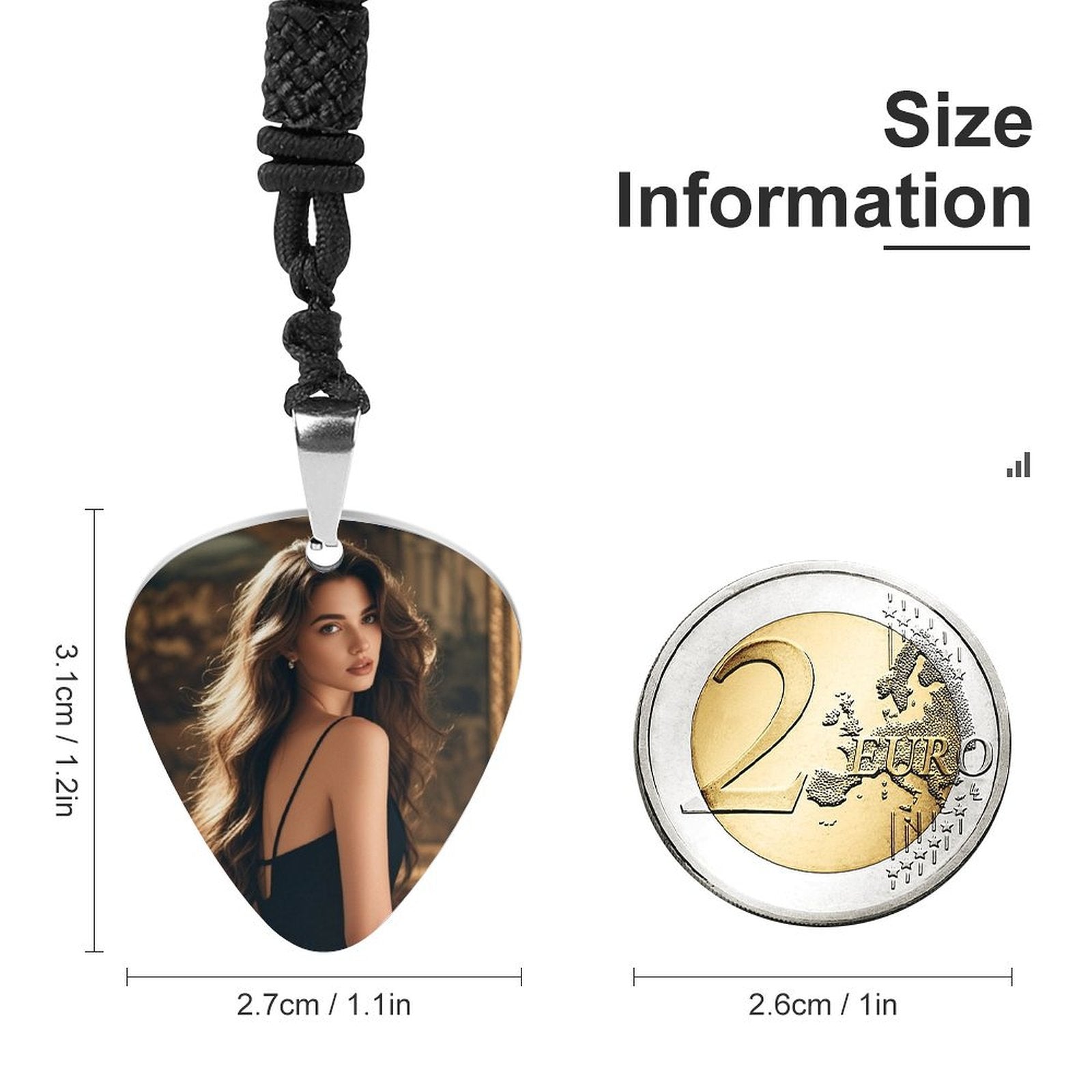 Custom Photo Guitar Pick Necklace Personalized Titanium Stainless Steel Pendant-larkway tradelink