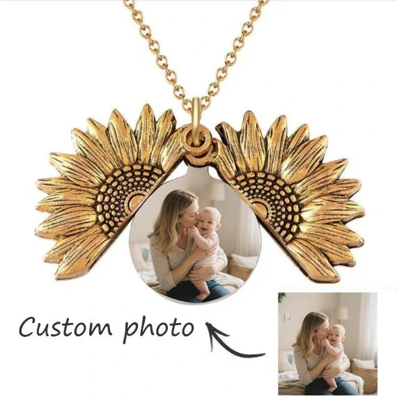 Customized Sunflower Pendant Openable Necklace Personalized Photo for Gift-larkway tradelink