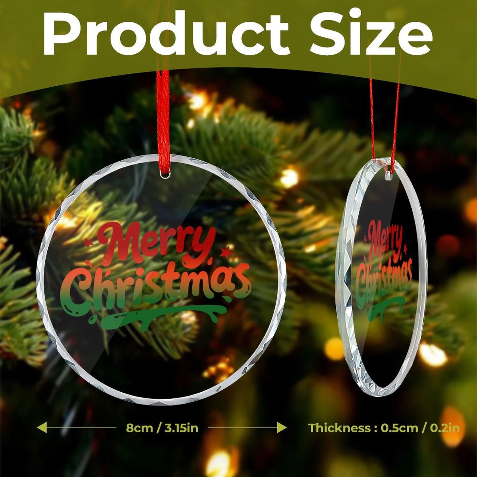 Custom Crystal Glass Pendant Personalized Photo Round Ornament Decoration-larkway tradelink