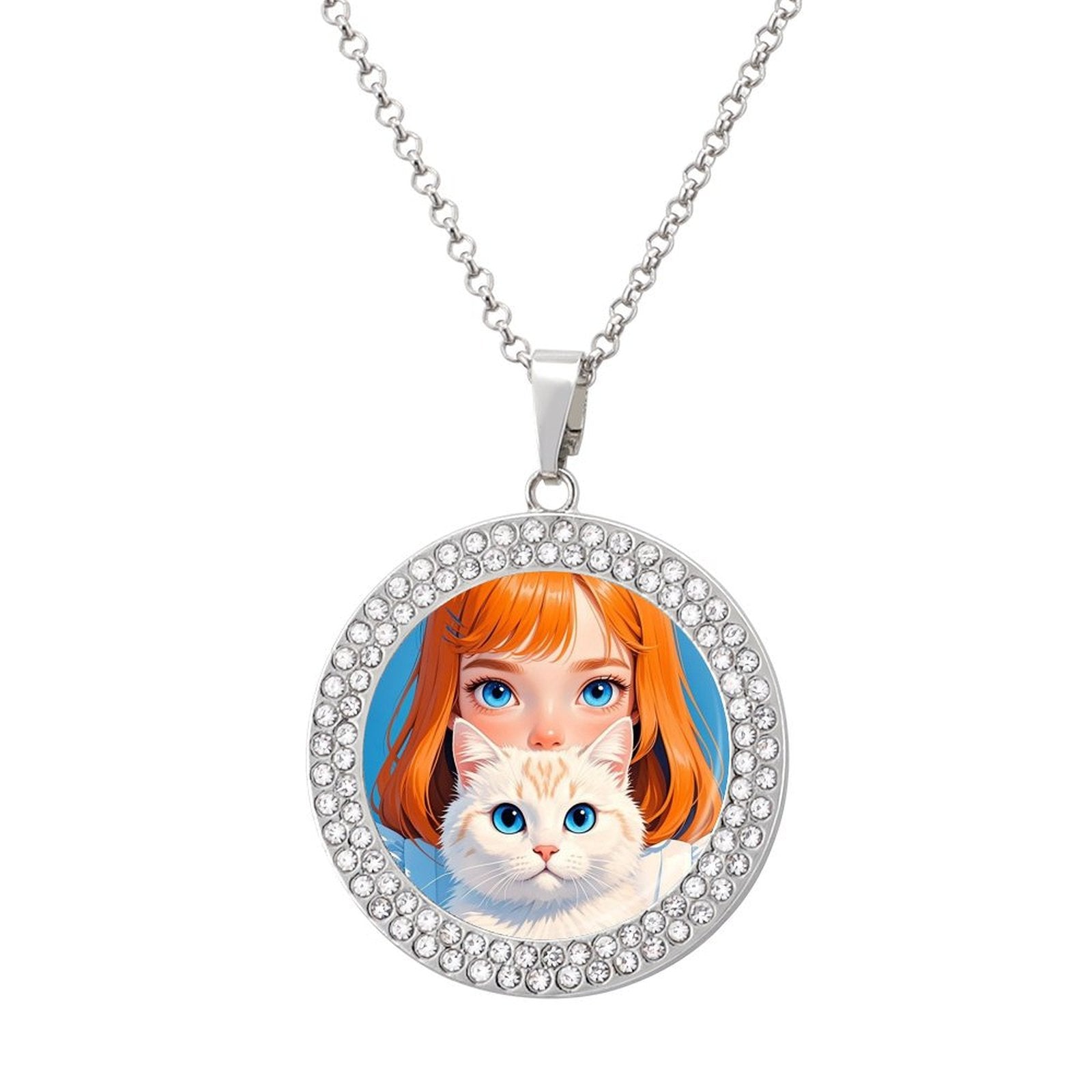Custom Photo Alloy Diamond Necklace Personalized Multicolored Pendant for Her-larkway tradelink