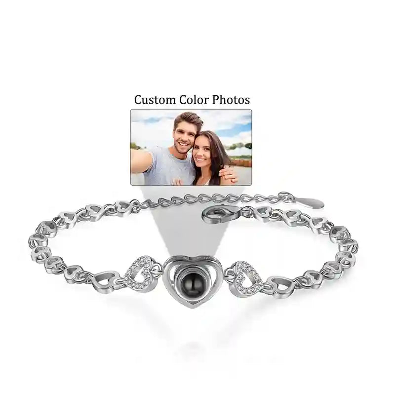 Custom Photo Bracelet Personalized Projection Bracelets with Picture Inside 100 Languages I Love You Stainless Steel Bracelet-larkway tradelink