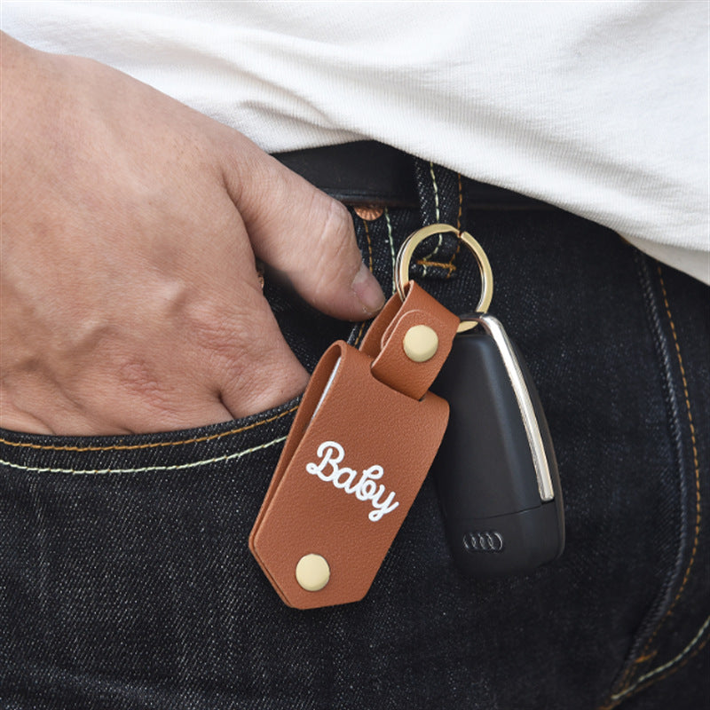 Personalized UV Color Printing Leather Keychain Photo Custom Text Creative Accessory-larkway tradelink