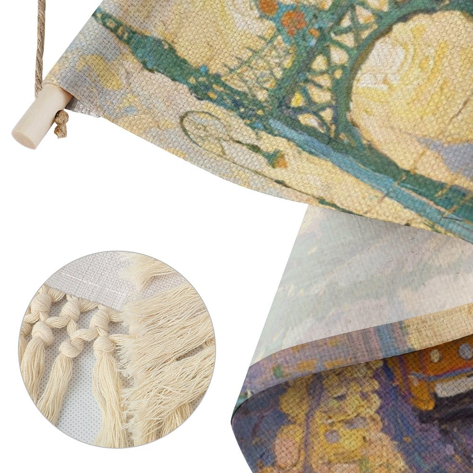 Custom Photo Cotton And Linen Hanging Art with Tassels Personalized Decor-larkway tradelink