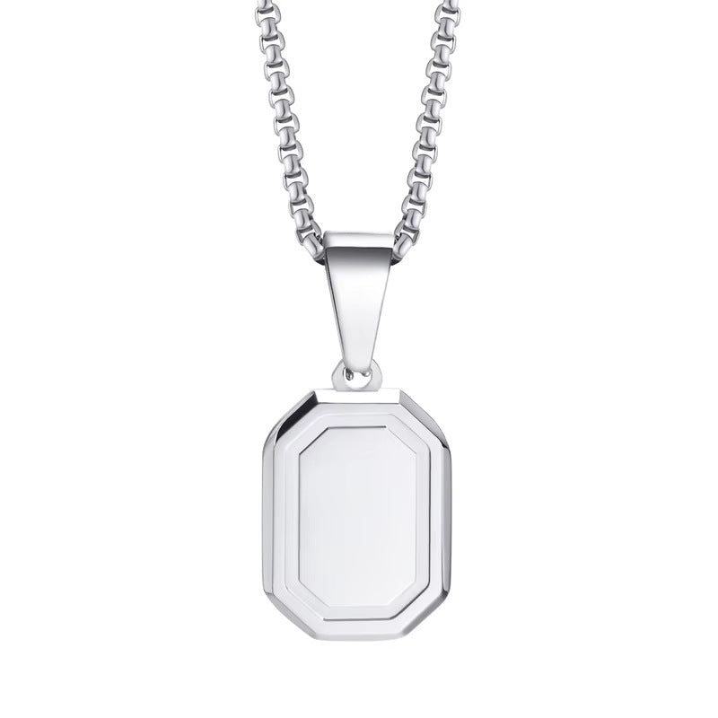 Personalized Geometric Stainless Steel Necklace Customized A-Z Letters Pendant-larkway tradelink