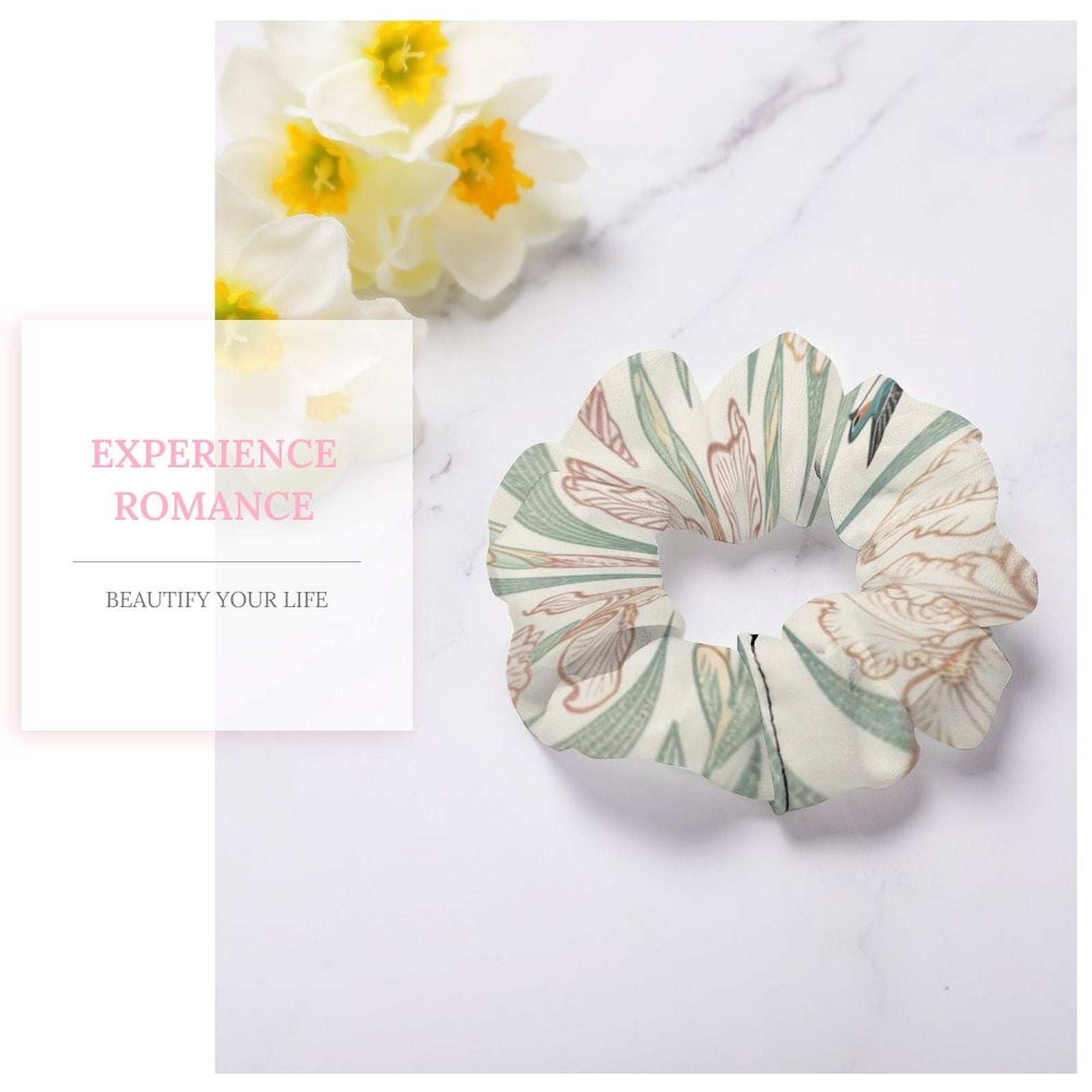 Personalized Picture Ruffled Hair Bands Custom Hair Tie Blooming Circle-larkway tradelink