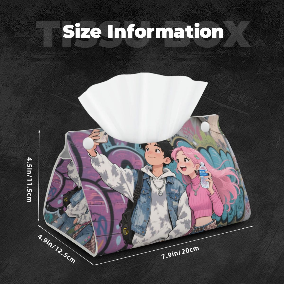 Custom Picture Long Leather Tissue Case Waterproof & Foldable Personalized Tissue Box Cover-larkway tradelink