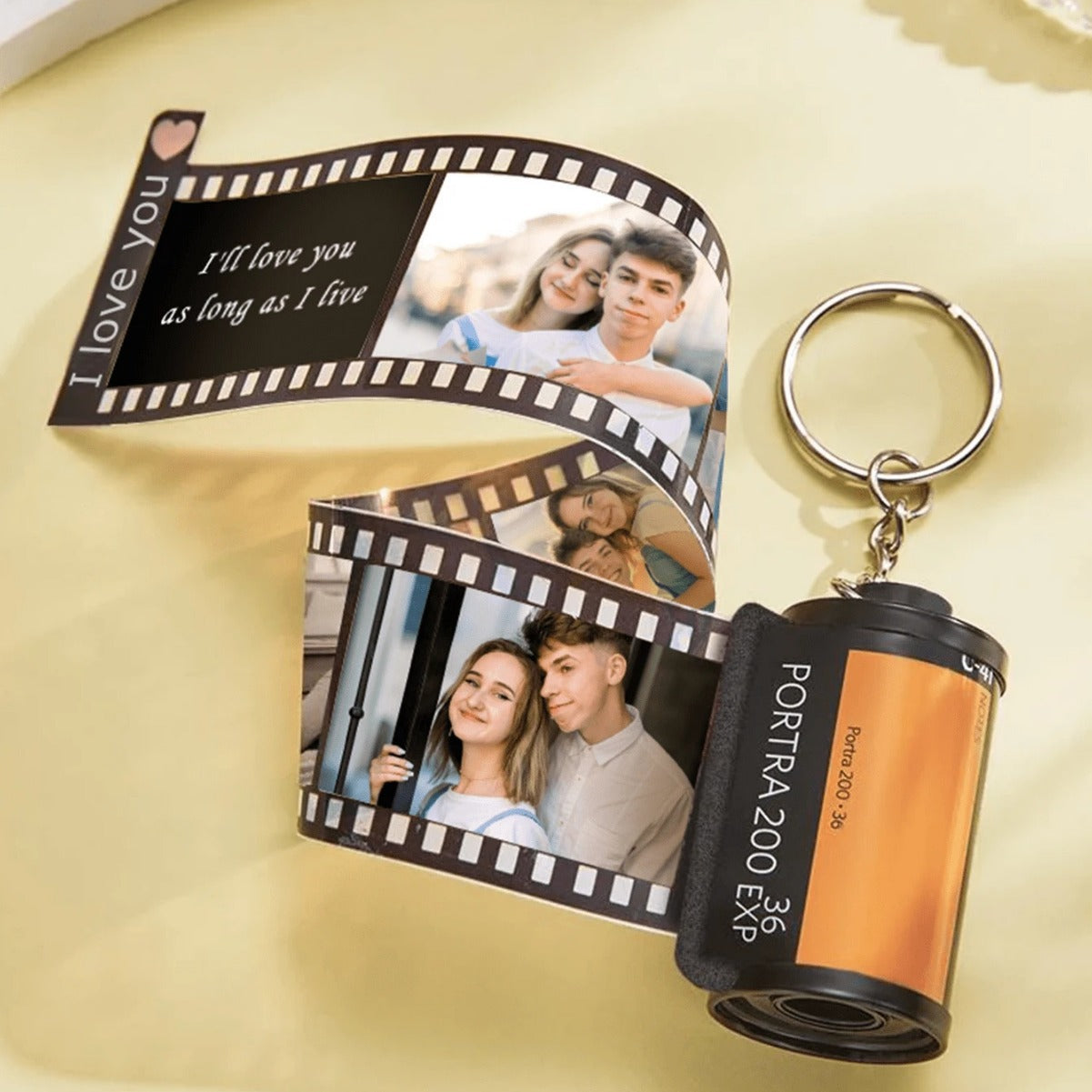 Custom Text For The Film Roll Keychain Personalized Picture with Reel Album Customized Gift-larkway tradelink