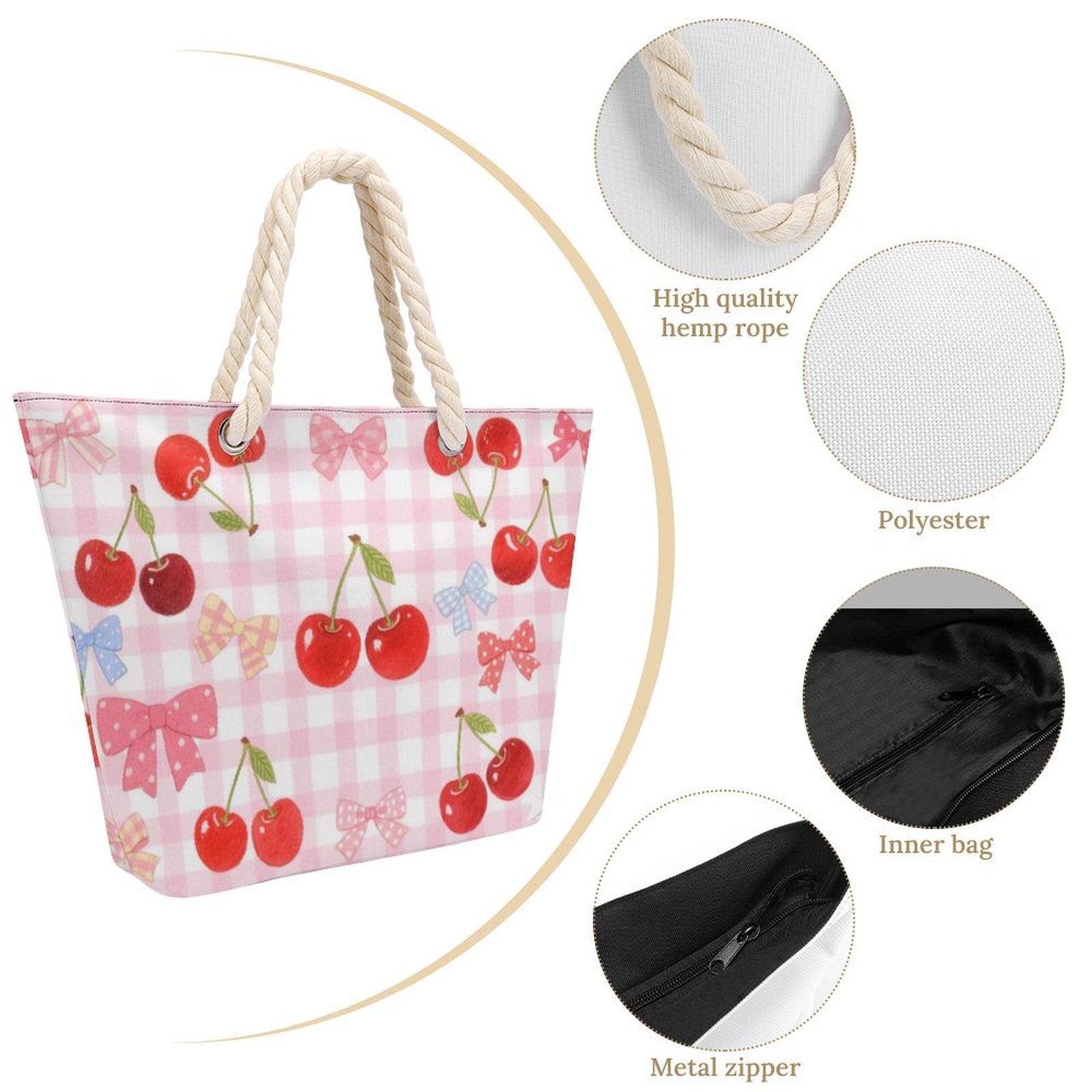 Custom Photo Hemp Rope Tote Bag Personalized Bag Water Proof Durable-larkway tradelink