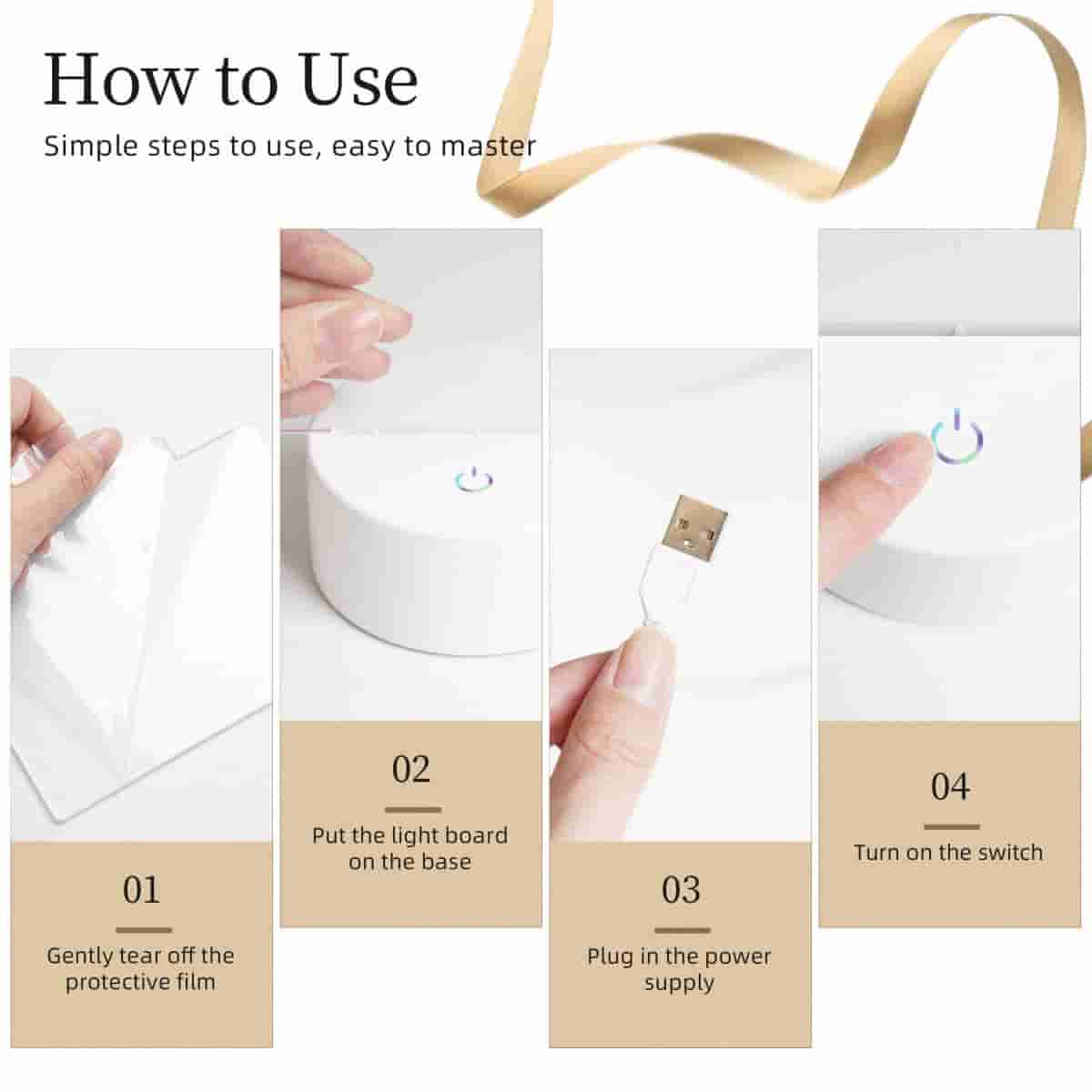 Personalized Photo Square Acrylic Night Light 3 Light Modes Custom Decor Touch Control Soft Glow-larkway tradelink