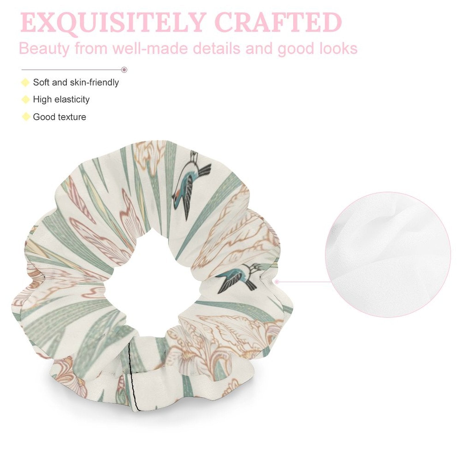 Personalized Picture Ruffled Hair Bands Custom Hair Tie Blooming Circle-larkway tradelink