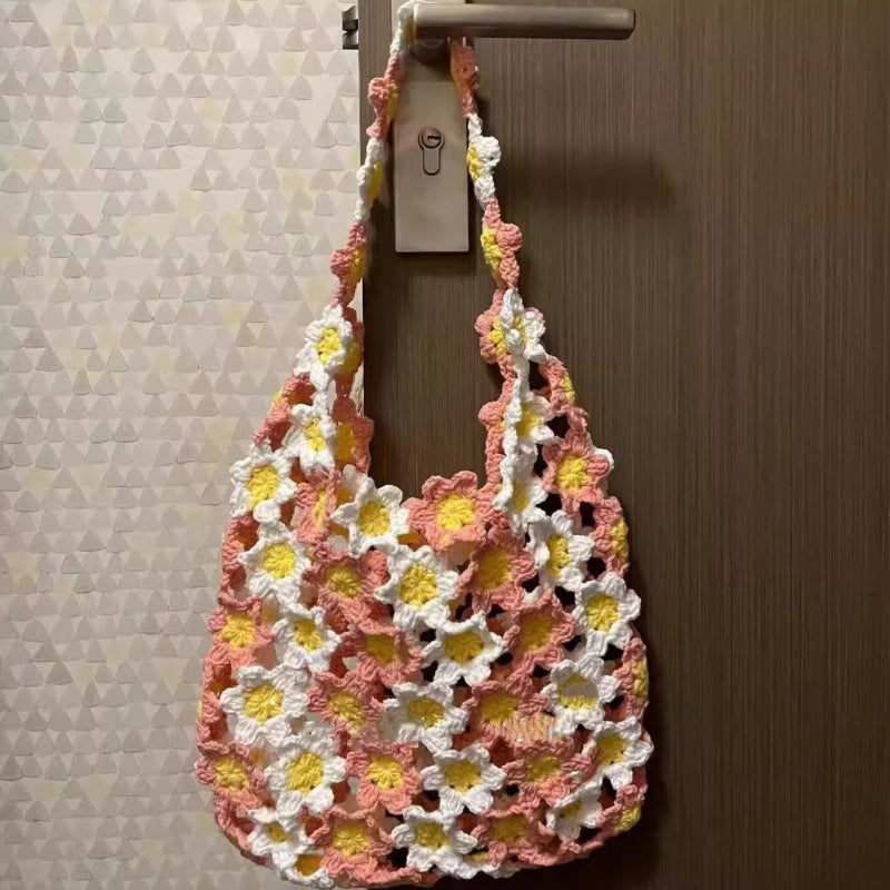Knitted Colorful Flower Yarn Bag DIY Kit-larkway tradelink