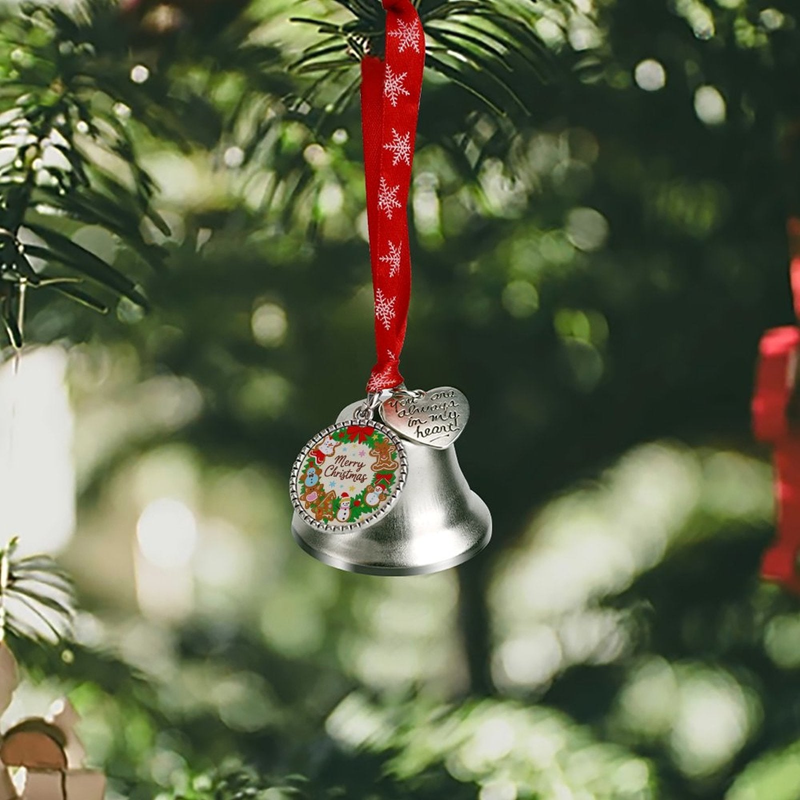 Custom Photo Christmas Bell Ornament Personalized Decoration with Multi Pendant-larkway tradelink