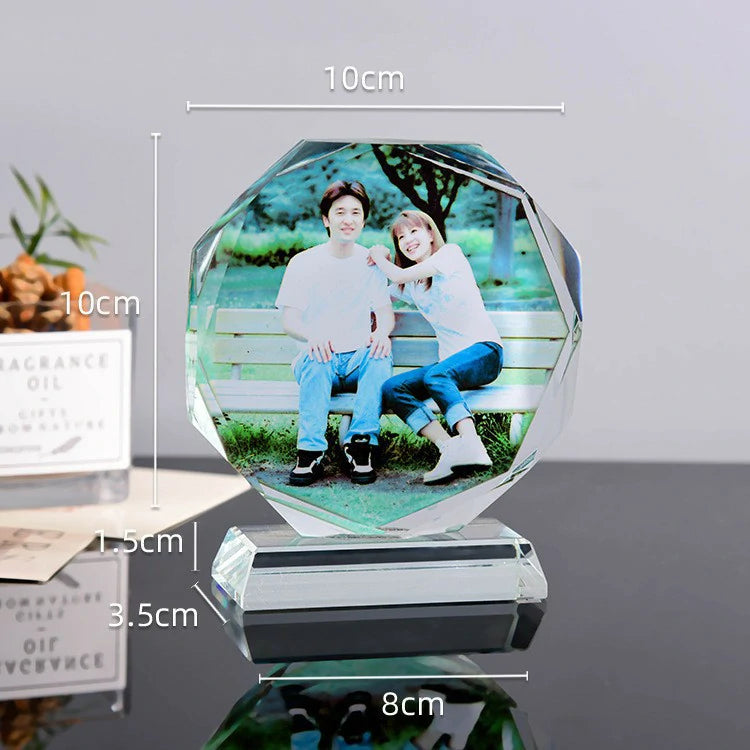 Personalized Crystal Photo and Text Desktop Decor Custom Photo Night Light Optional Crystal Shapes-larkway tradelink