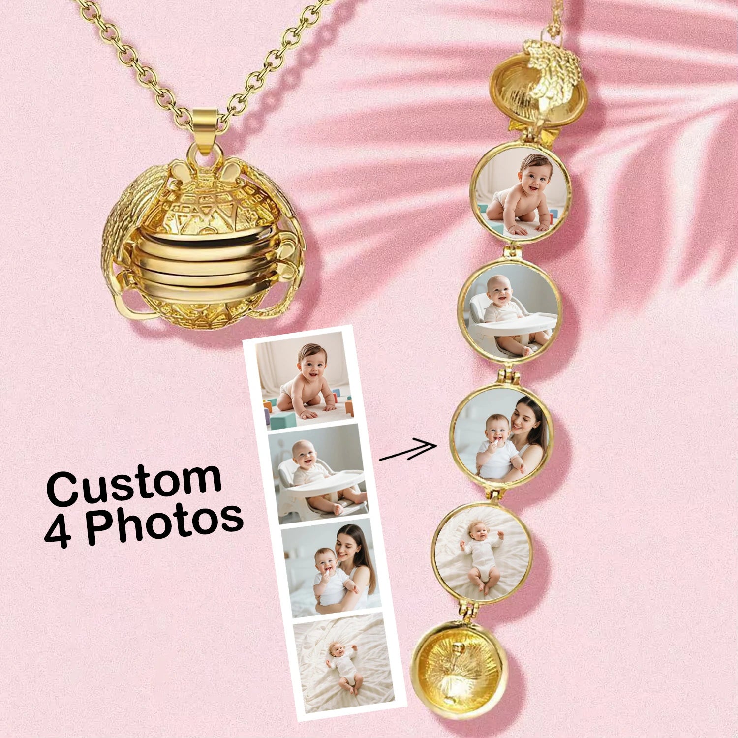Custom Photo Wings Necklace Pendant Personalized Locket Frame Antique Gift-larkway tradelink