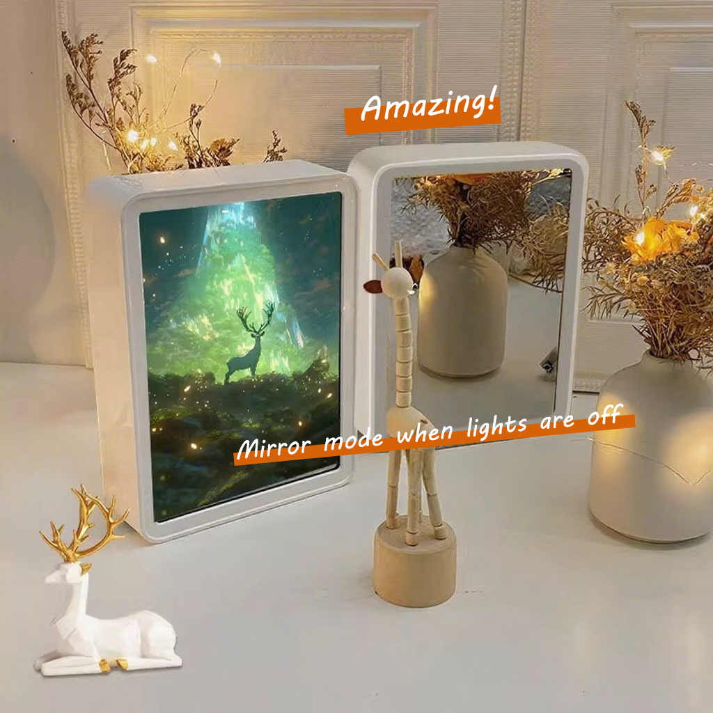 Custom Photo Frame  Personalized Picture Decor with Night Light & Mirror-larkway tradelink