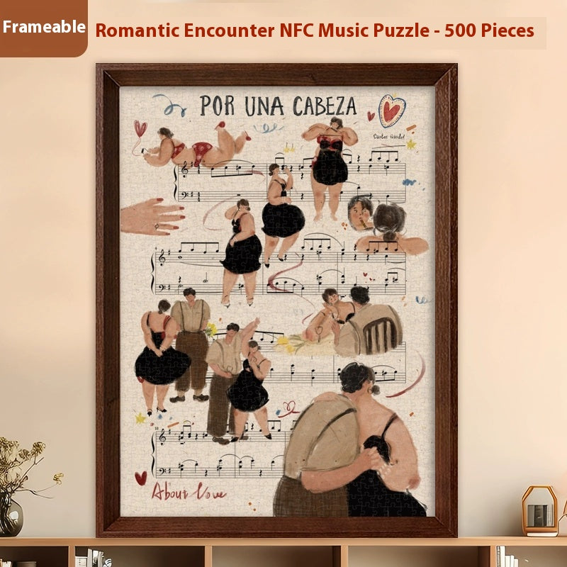 NFC Music Jigsaw Puzzle 500 Pieces Framed Scan to Play Songs Decompression Gift-larkway tradelink