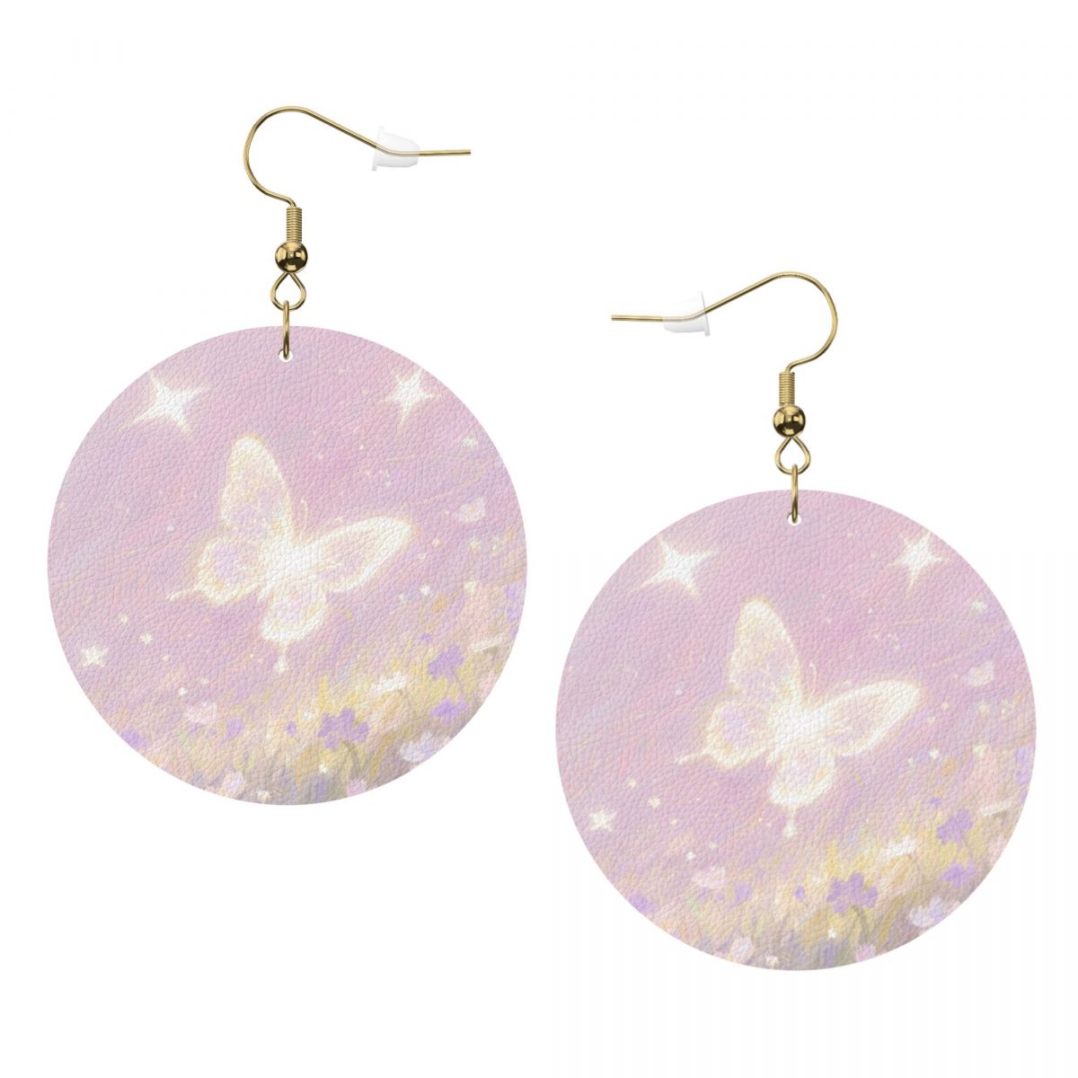 Custom Leather Round Earrings Personalized Picture Studs-larkway tradelink