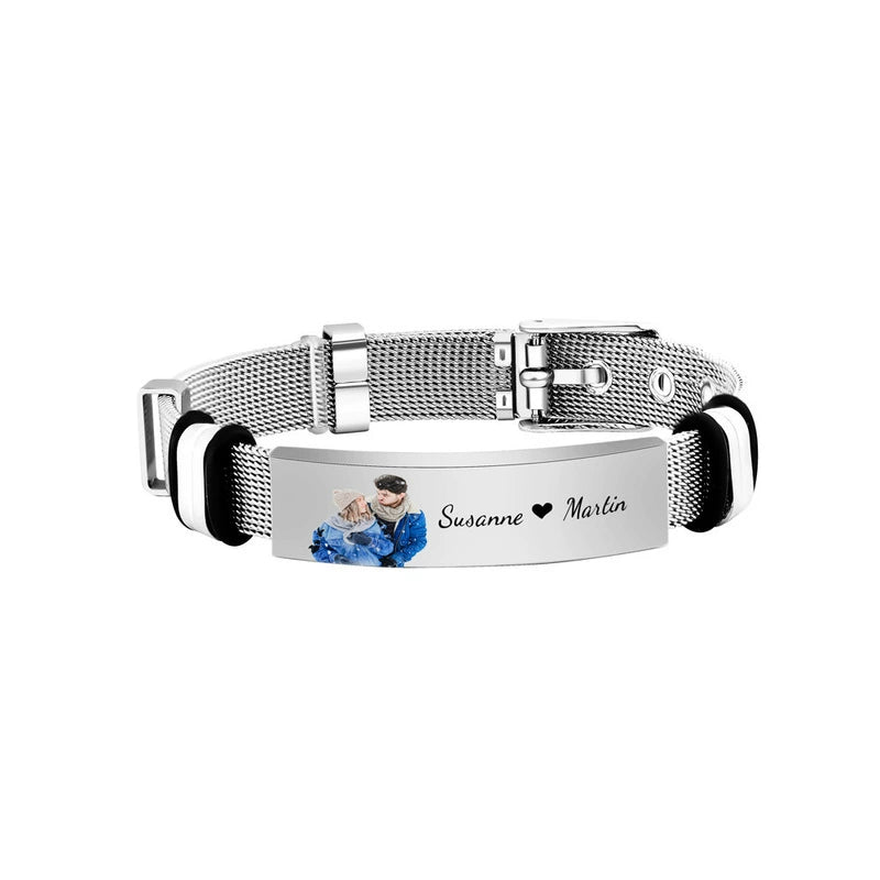 Custom Photo Engraved Stainless Steel Bracelet Personalized Gift-larkway tradelink