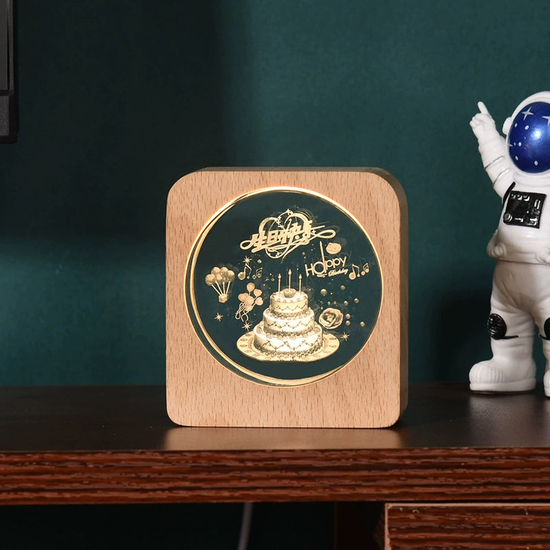 Personalized Crystal Night Light Custom Photo & Text Gift Laser/Print Options-larkway tradelink