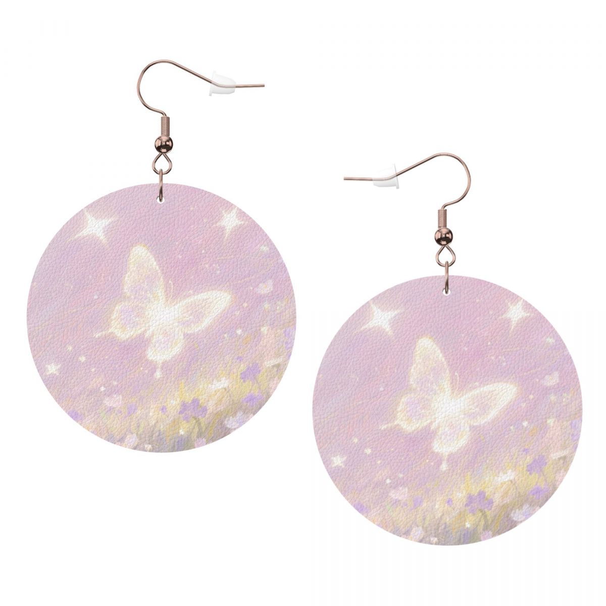 Custom Leather Round Earrings Personalized Picture Studs-larkway tradelink