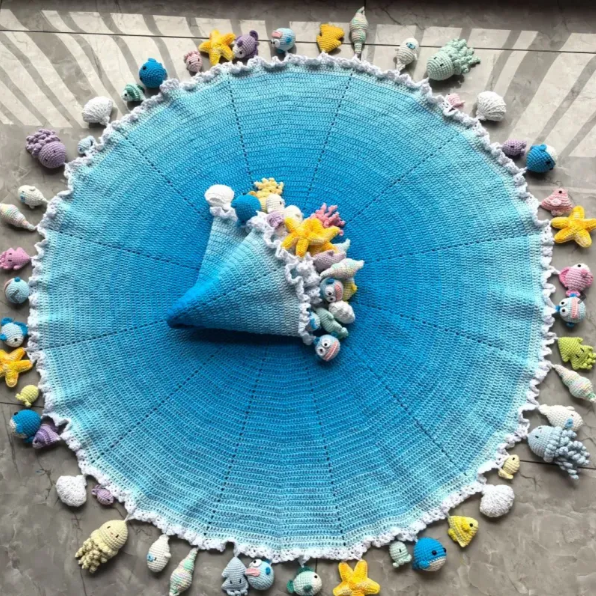 Ocean Wave Crochet Blanket DIY Kit Handwoven Wool Gift-larkway tradelink