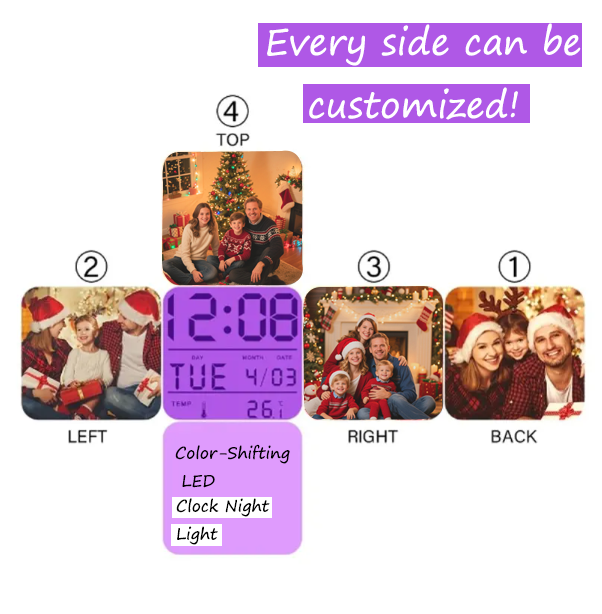 Custom Photo LED Alarm Clock with Color Changing Night Light Personalized Gift-larkway tradelink