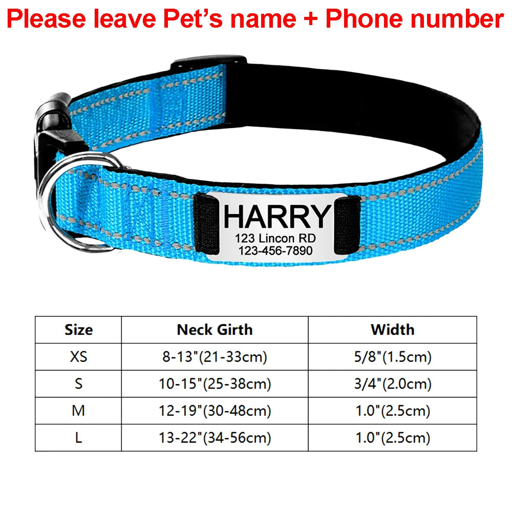 Custom Engraved Dog Collar Personalized Nylon Name ID for Pet-larkway tradelink