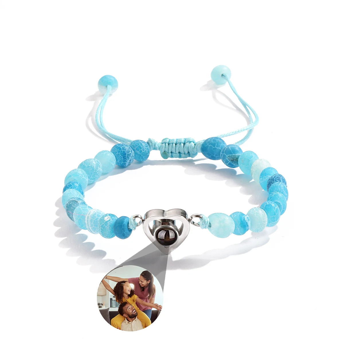 Personalized Custom Photo Projection Bracelet Colorful Bead Chain Heart Pendant Women's Bracelet Anniversary Gifts Jewelry-larkway tradelink