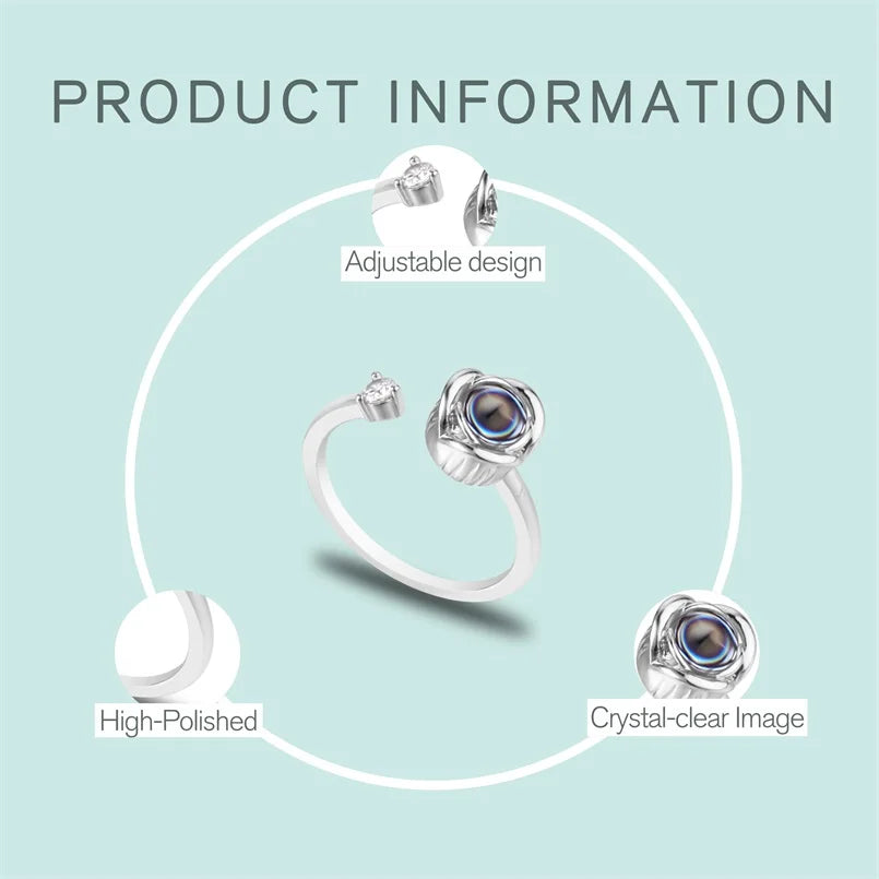 Pesonalized Photo Ring Custom Ring with Picture inside Customized Rings Gifts for Women Valentine's Day Birthday Anniversary-larkway tradelink