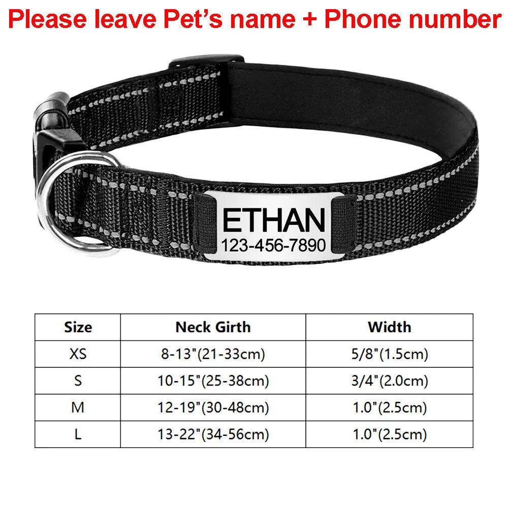 Custom Engraved Dog Collar Personalized Nylon Name ID for Pet-larkway tradelink