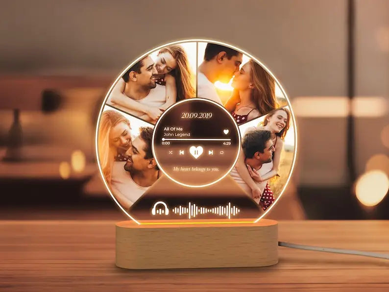 Personalized Acrylic Spotify Music  Custom Photo Plaque with LED Night Light-larkway tradelink