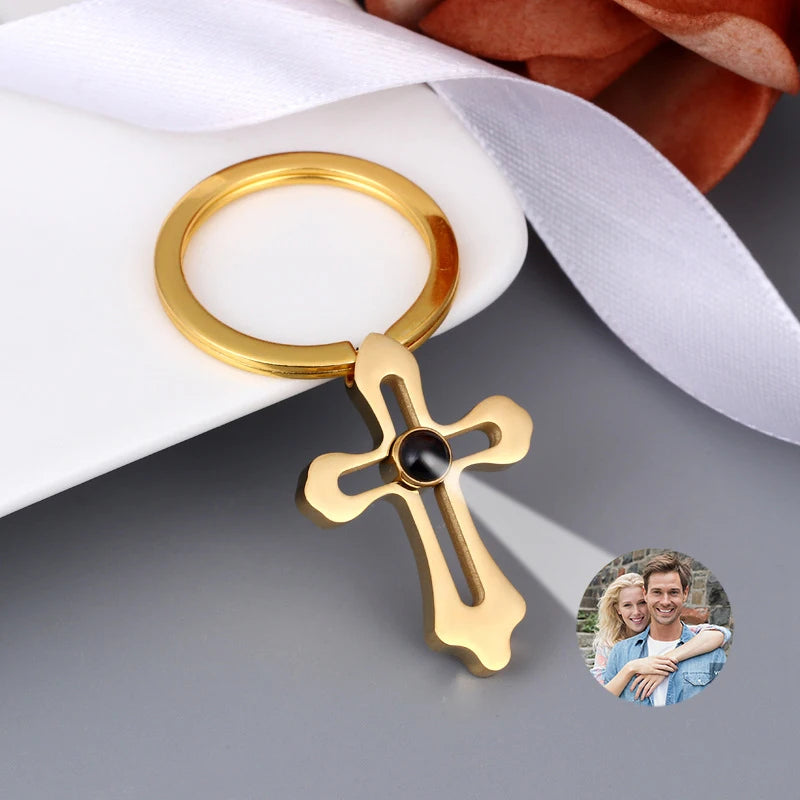 Personalized Photo Projection Keychain Custom Heart Photo Keyring Projection Keychain for Women Anniversary Memorial Gifts-larkway tradelink