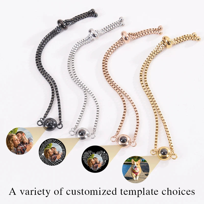 Custom Photo Bracelet Personalized Projection Bracelets with Picture Inside 100 Languages I Love You Stainless Steel Bracelet-larkway tradelink