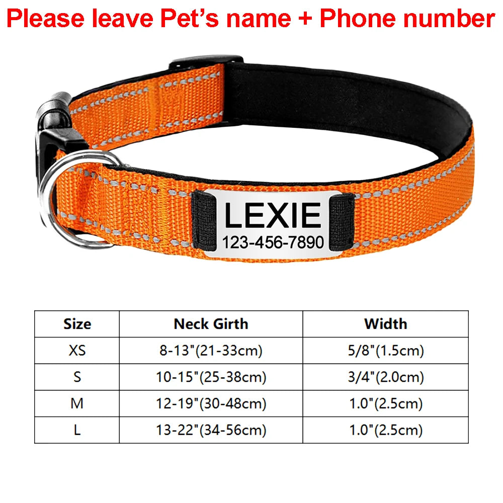 Custom Engraved Dog Collar Personalized Nylon Name ID for Pet-larkway tradelink