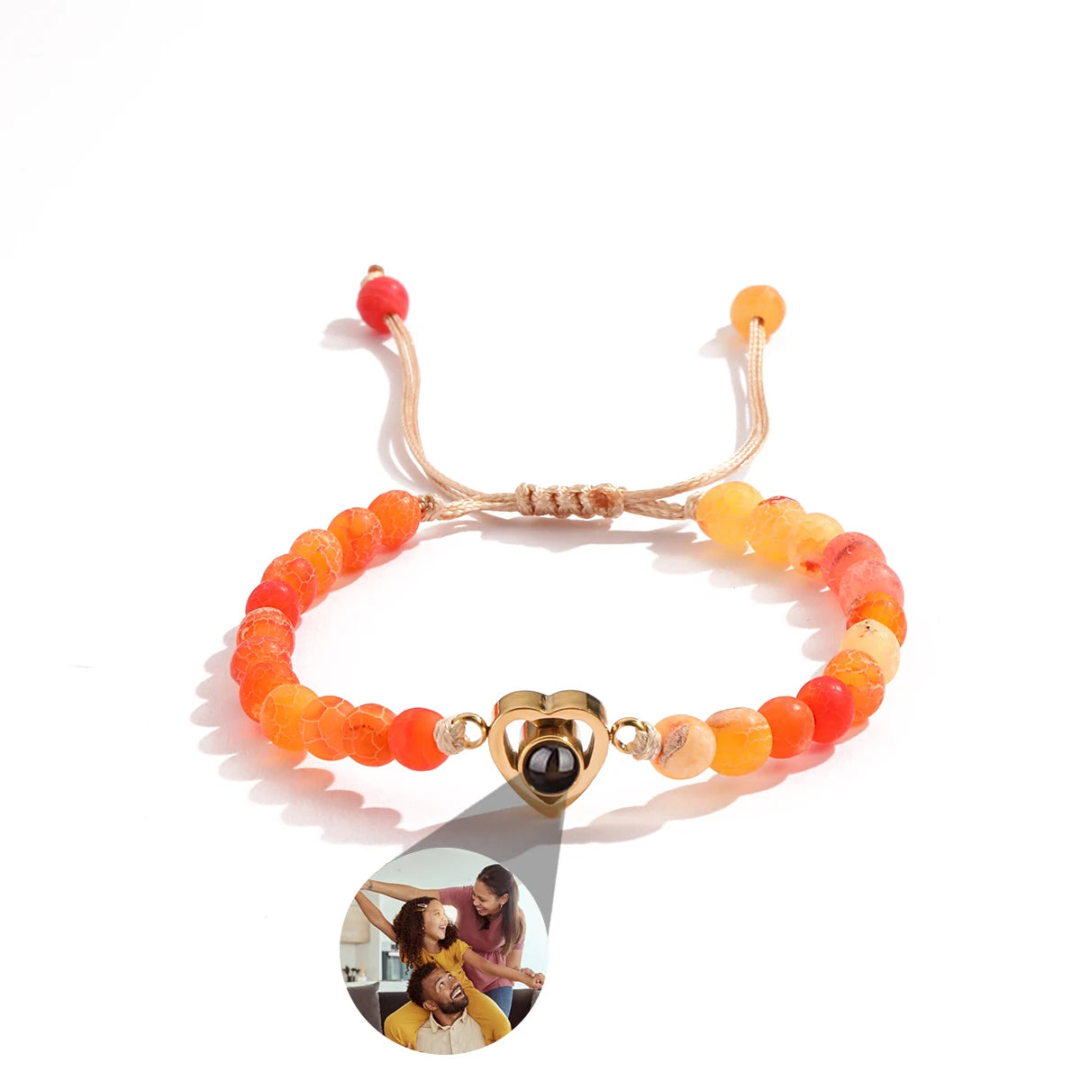 Personalized Custom Photo Projection Bracelet Colorful Bead Chain Heart Pendant Women's Bracelet Anniversary Gifts Jewelry-larkway tradelink