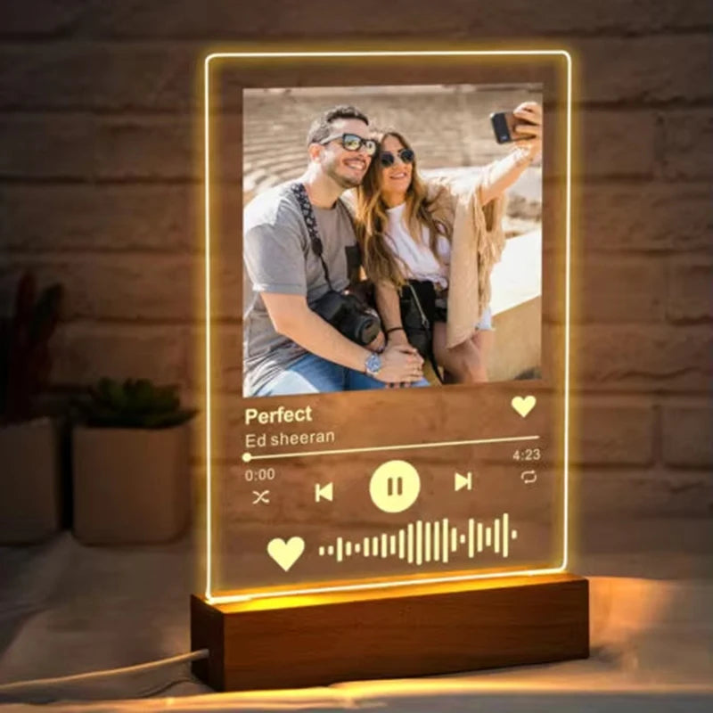 Personalized Acrylic Spotify Music  Custom Photo Plaque with LED Night Light-larkway tradelink