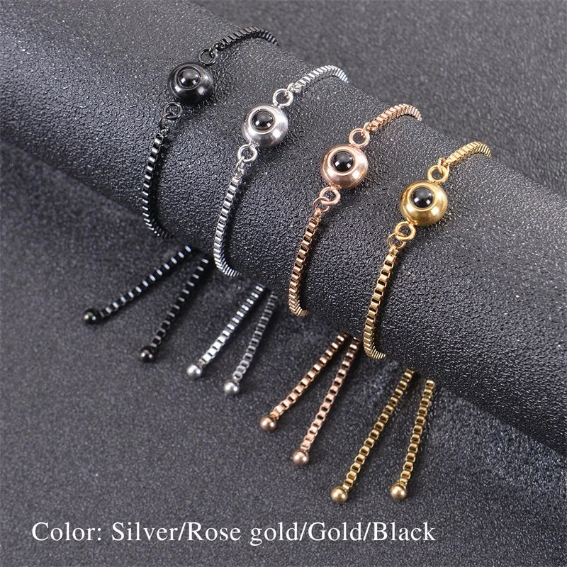 Custom Photo Bracelet Personalized Projection Bracelets with Picture Inside 100 Languages I Love You Stainless Steel Bracelet-larkway tradelink