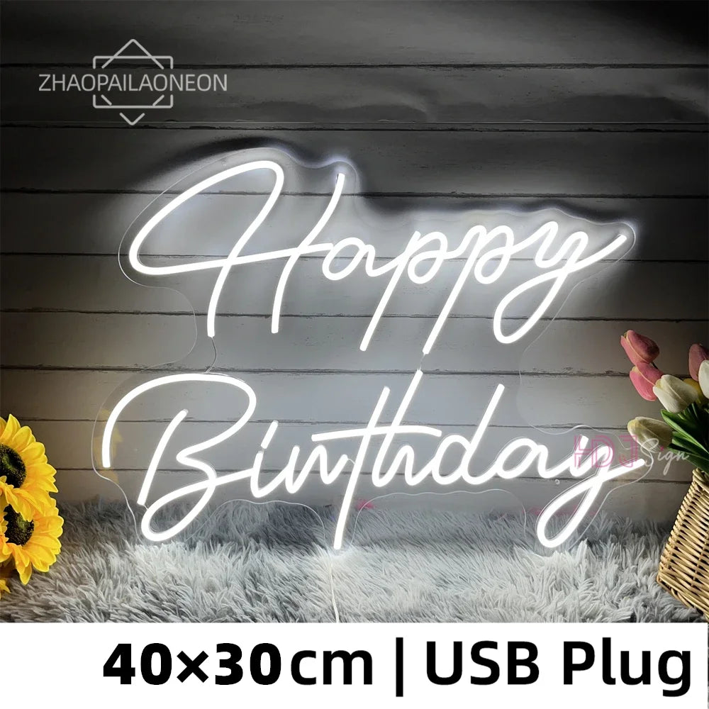 Party LED Neon Sign Lights Decor Wall Art for Room Bar Club HBD Gifts-larkway tradelink